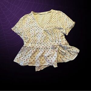 Madewell White Top with Multicolor Dots